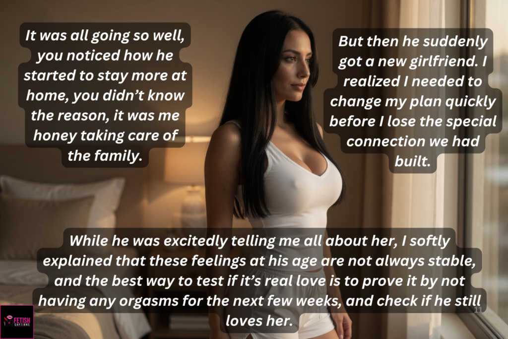 via Bianchi standing near window looking thoughtful, long black hair, explaining how she changed her plan when her step-son got a new girlfriend